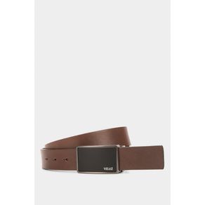 Mate Reversible Two-Tone Leather Belt with Metal Plate Buckle