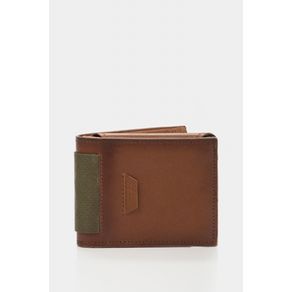 Men’s Walnut Three-Compartment Wallet in Honey Leather with Aged Finish