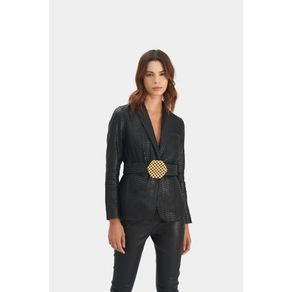 Tatacoa woven leather blazer for women straight fit