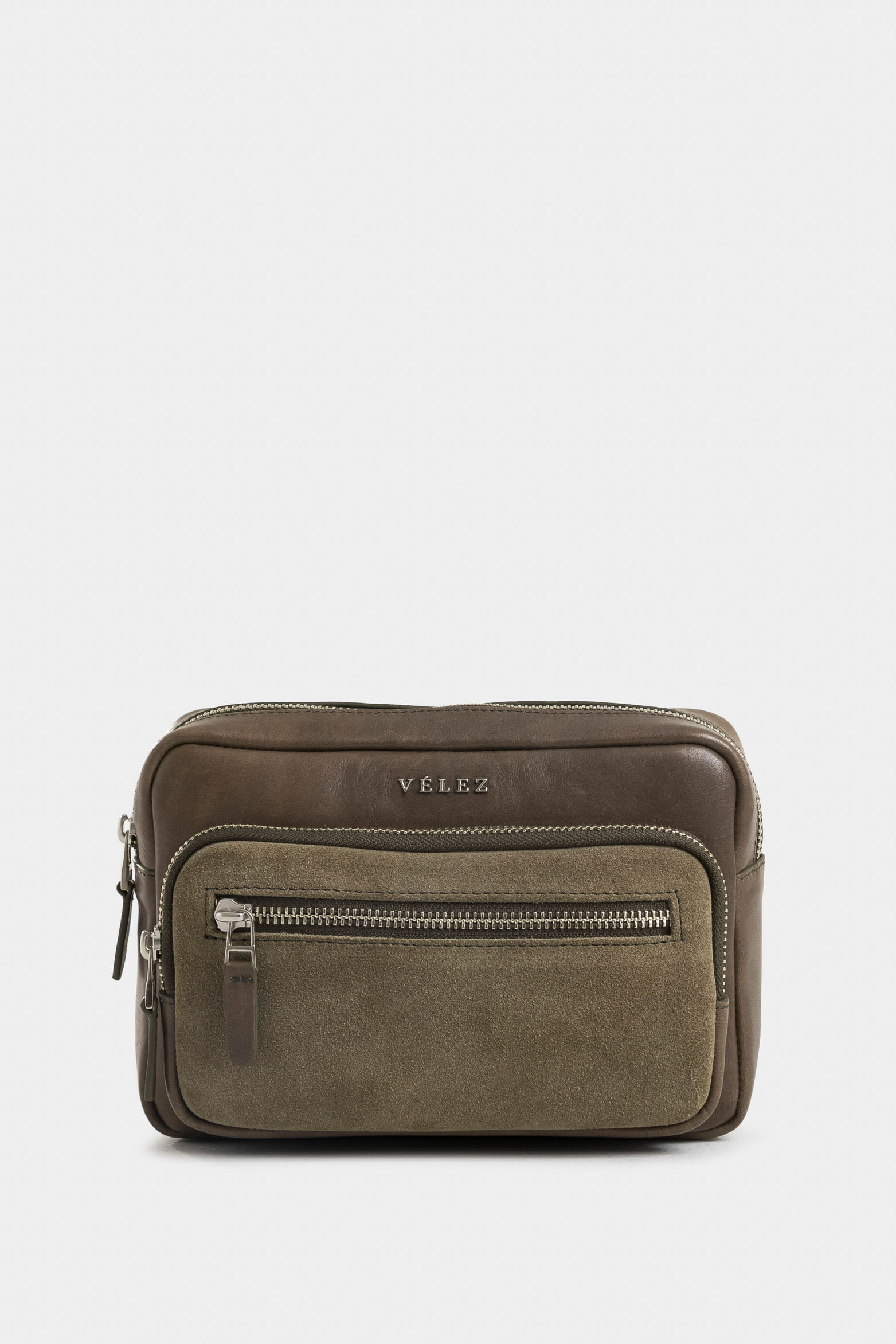 Bright Leather Hands-Free Bag for Men with Olive Green Padded Detail