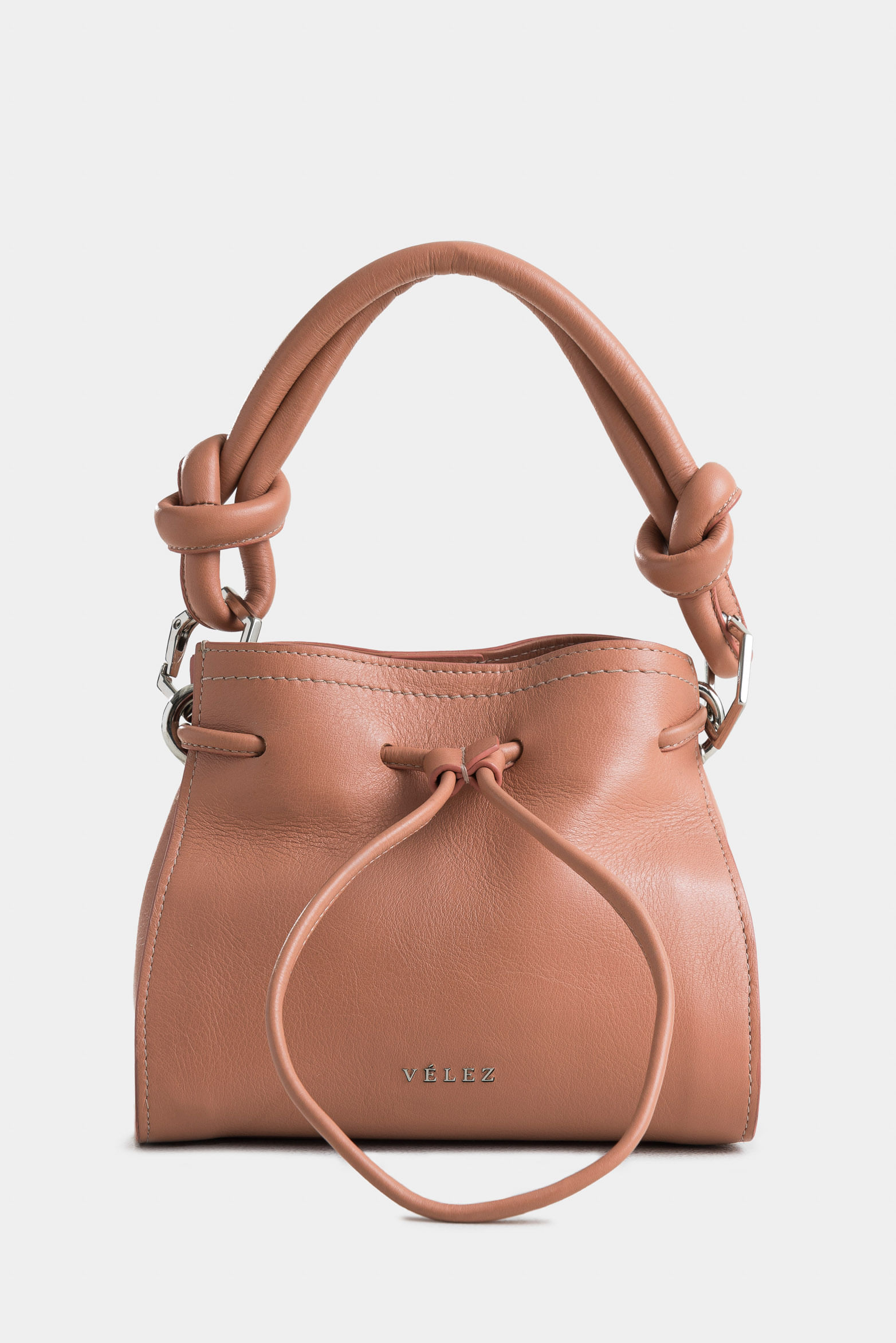 Pers Leather Hands-Free Bag for Women with Knotted Detail in Pink