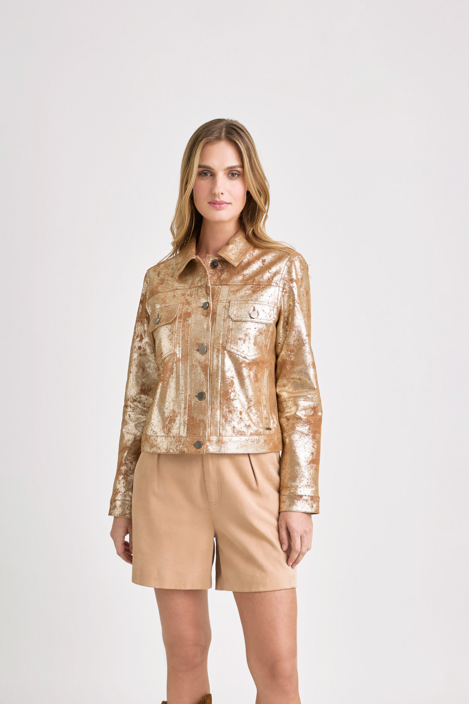 Mercury Folia Leather Trucker Jacket with Aged Effect for Women