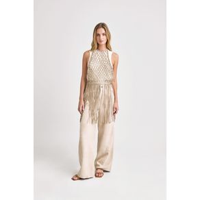 Astromeila Macramé Knit Vest for Women with Fringes