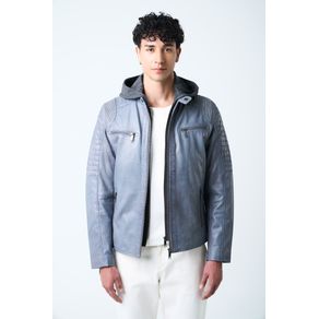 Belmont Leather Jacket for Men with Hood and Chest Panel