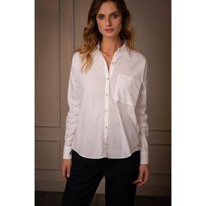 Women’s Basic Poplin Long Sleeve Shirt in White